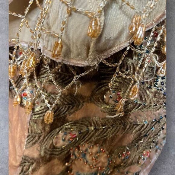 Boston Proper Embroidered Velvet Kimono w/ Faux Fur Collar - Picture 9 of 9